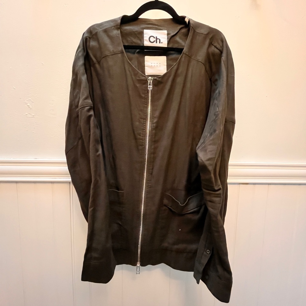 Olive Green Lightweight Jacket XL with Zipper and Pockets by Ch. Chapter
